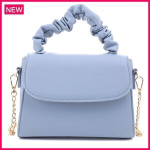 Mini Vegan Leather Crossbody Bag with Detachable Chain Strap, Top Handle